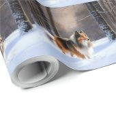 Rough Collie liet het sneeuwen Kerstmis Cadeaupapier (Rol Hoek)