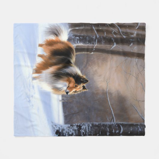 Rough Collie liet het sneeuwen Kerstmis Fleece Deken (Voorkant (Horizontaal))
