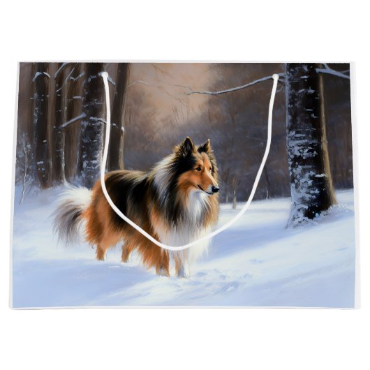 Rough Collie liet het sneeuwen Kerstmis Groot Cadeauzakje (Voorkant)