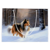 Rough Collie liet het sneeuwen Kerstmis Groot Cadeauzakje (Achterkant)