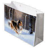 Rough Collie liet het sneeuwen Kerstmis Groot Cadeauzakje (Achterkant Gekanteld)