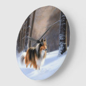Rough Collie liet het sneeuwen Kerstmis Grote Klok (Hoek)