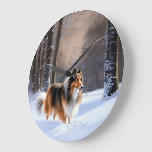 Rough Collie liet het sneeuwen Kerstmis Grote Klok (Hoek)