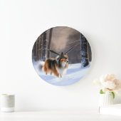 Rough Collie liet het sneeuwen Kerstmis Grote Klok (Huis)