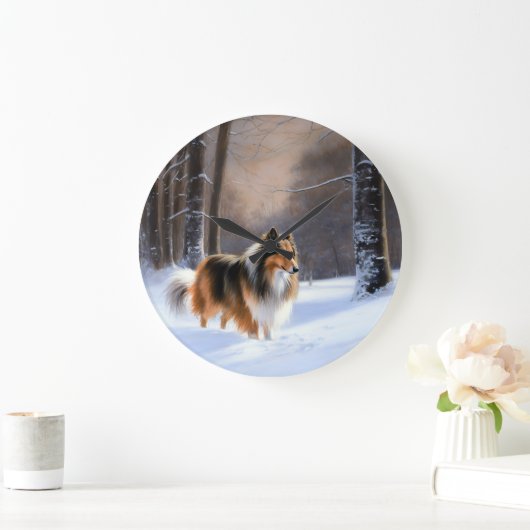 Rough Collie liet het sneeuwen Kerstmis Grote Klok (Huis)