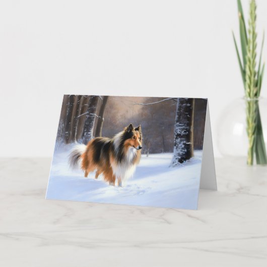 Rough Collie liet het sneeuwen Kerstmis Kaart (Voorkant)