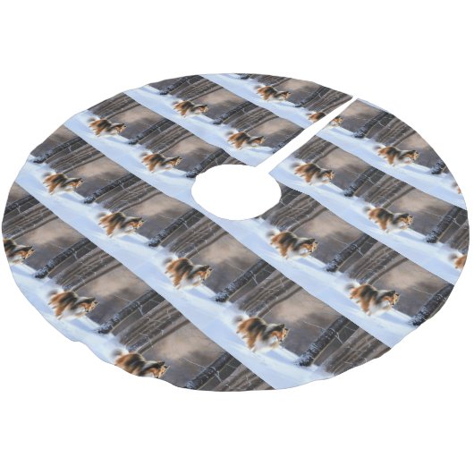 Rough Collie liet het sneeuwen Kerstmis Kerstboom Rok (Gekanteld)