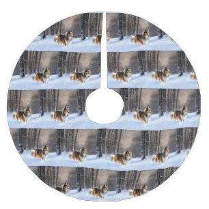 Rough Collie liet het sneeuwen Kerstmis Kerstboom Rok