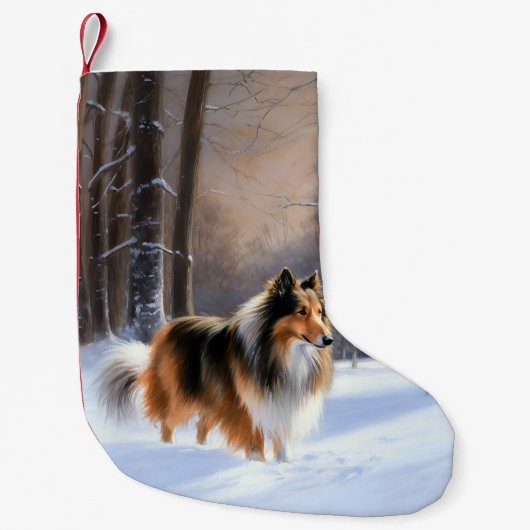 Rough Collie liet het sneeuwen Kerstmis Kleine Kerstsok (Voorkant)