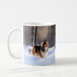Rough Collie liet het sneeuwen Kerstmis Koffiemok