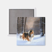 Rough Collie liet het sneeuwen Kerstmis Magneet (Voorkant / Achterkant)