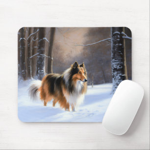 Rough Collie liet het sneeuwen Kerstmis Muismat