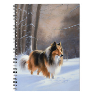 Rough Collie liet het sneeuwen Kerstmis Notitieboek