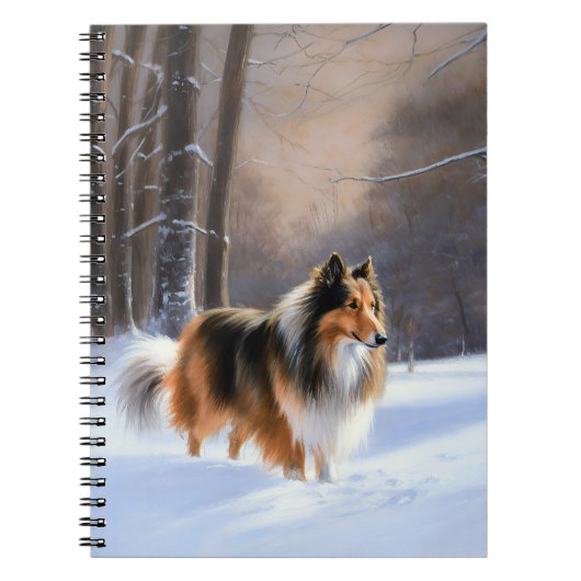 Rough Collie liet het sneeuwen Kerstmis Notitieboek (Voorkant)