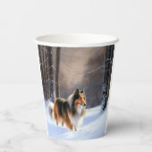 Rough Collie liet het sneeuwen Kerstmis Papieren Bekers (Achterkant)