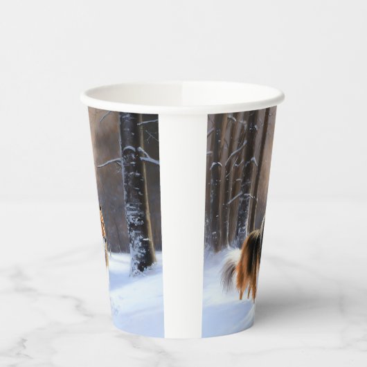 Rough Collie liet het sneeuwen Kerstmis Papieren Bekers (Links)