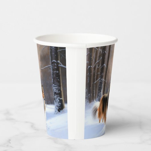 Rough Collie liet het sneeuwen Kerstmis Papieren Bekers (Rechts)