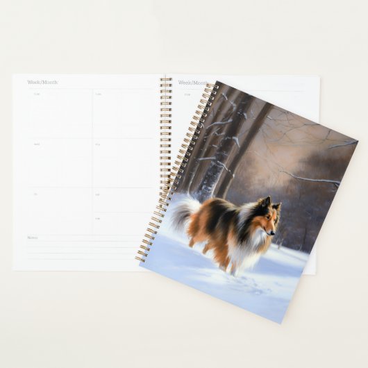 Rough Collie liet het sneeuwen Kerstmis Planner (Display)