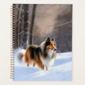 Rough Collie liet het sneeuwen Kerstmis Planner (Voorkant)