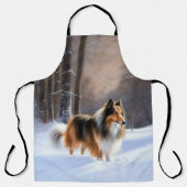 Rough Collie liet het sneeuwen Kerstmis Schort (Voorkant)