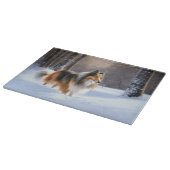 Rough Collie liet het sneeuwen Kerstmis Snijplank (Hoek)