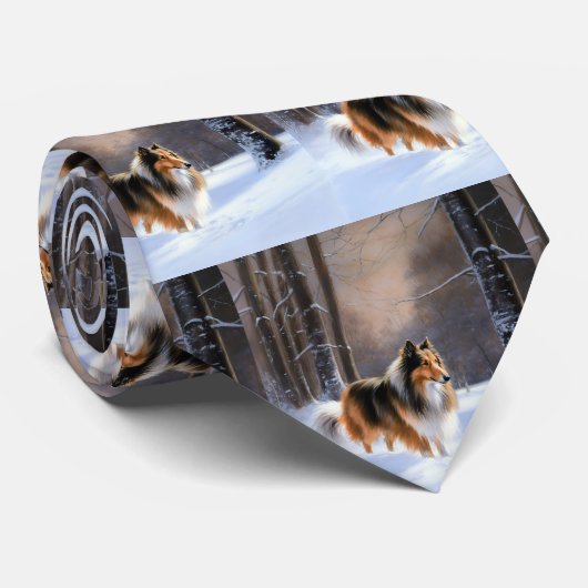 Rough Collie liet het sneeuwen Kerstmis Stropdas (Opgerold)