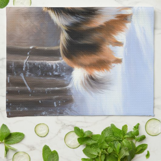 Rough Collie liet het sneeuwen Kerstmis Theedoek (Gevouwen)