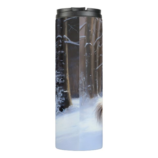 Rough Collie liet het sneeuwen Kerstmis Thermosbeker (Achterkant)