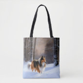 Rough Collie liet het sneeuwen Kerstmis Tote Bag (Voorkant)