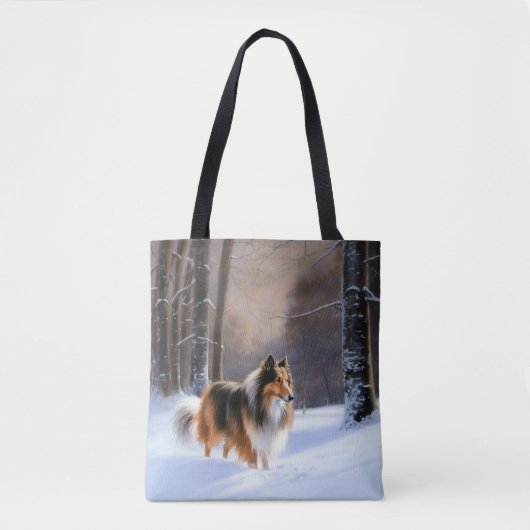 Rough Collie liet het sneeuwen Kerstmis Tote Bag (Voorkant)