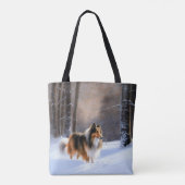 Rough Collie liet het sneeuwen Kerstmis Tote Bag (Achterkant)