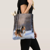 Rough Collie liet het sneeuwen Kerstmis Tote Bag (Dichtbij)