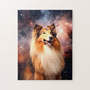 Rough Collie met ruimte achtergrond Legpuzzel