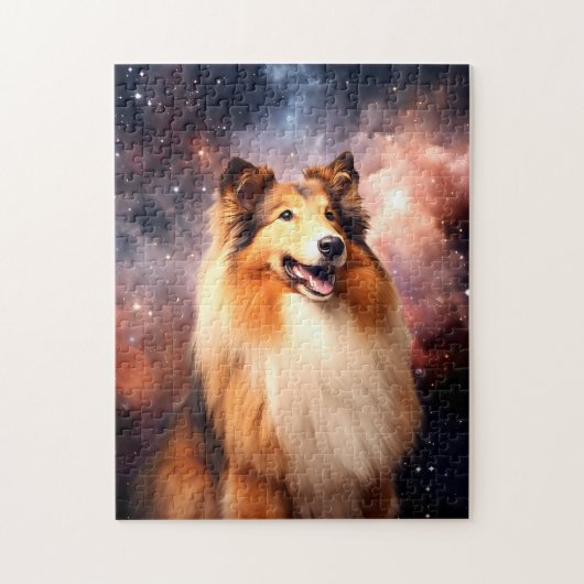 Rough Collie met ruimte achtergrond Legpuzzel (Verticaal)