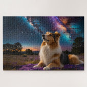 Rough Collie onder de sterren Legpuzzel (Horizontaal)