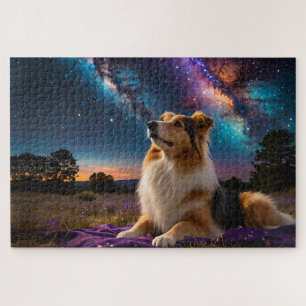 Rough Collie onder de sterren Legpuzzel