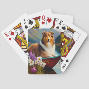 Rough Collie op een Peddel: Een Schitterend Avontu Pokerkaarten