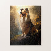 Rough Collie op Mountain Puzzle. Legpuzzel (Verticaal)