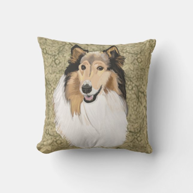 Rough Collie Portrait Kussen (Voorkant)