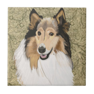 Rough Collie Portrait Tegeltje