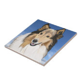 Rough Collie Portrait tegen blauwe hemel Tegeltje (Zijkant)