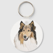 Rough Collie portret dubbelzijdig Sleutelhanger (Voorkant)