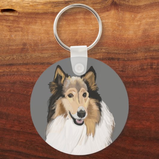 Rough Collie portret dubbelzijdig Sleutelhanger (Achterkant)