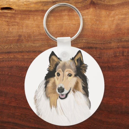 Rough Collie portret dubbelzijdig Sleutelhanger (Voorkant)