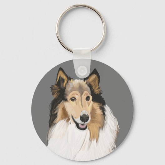 Rough Collie portret dubbelzijdig Sleutelhanger (Achterkant)