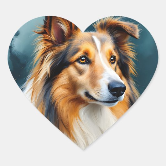 Rough Collie Portretten Hart Sticker (Voorkant)