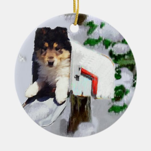 Rough Collie Puppy Christmas Gifts Ornament (Voorkant)