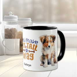 Rough Collie Puppy Dog Je maakt mijn staart wag Mok