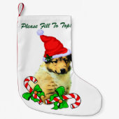 Rough Collie Puppy Kerstmis Kleine Kerstsok (Voorkant)