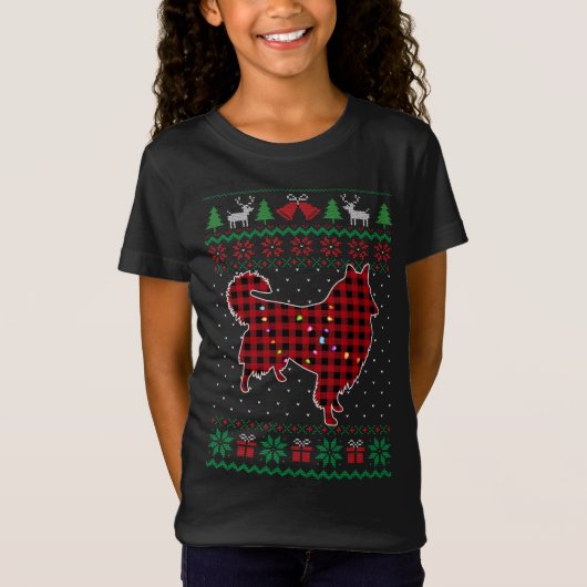 Rough Collie Red Plaid Buffalo Grappig Lelijk Kers T-shirt (Voorkant)